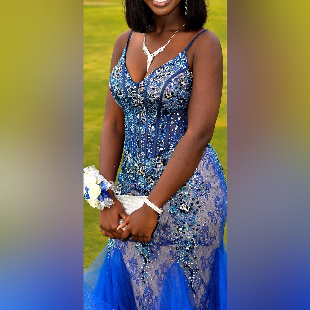 Blue & Silver Rhinestone Extravagant Dress